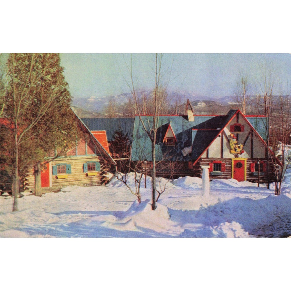 Santa's Workshop North Pole Wilmington NY Adirondacks 1953 Vtg Chrome Postcard